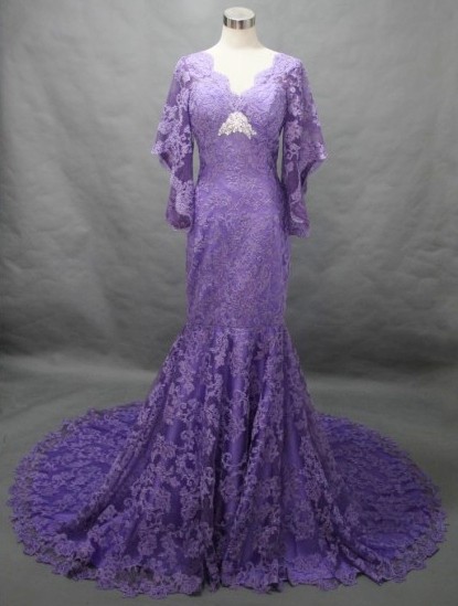 Elegant Lace Overlay Trumpet / Mermaid V-Neck Mother of the Bride Dress ...